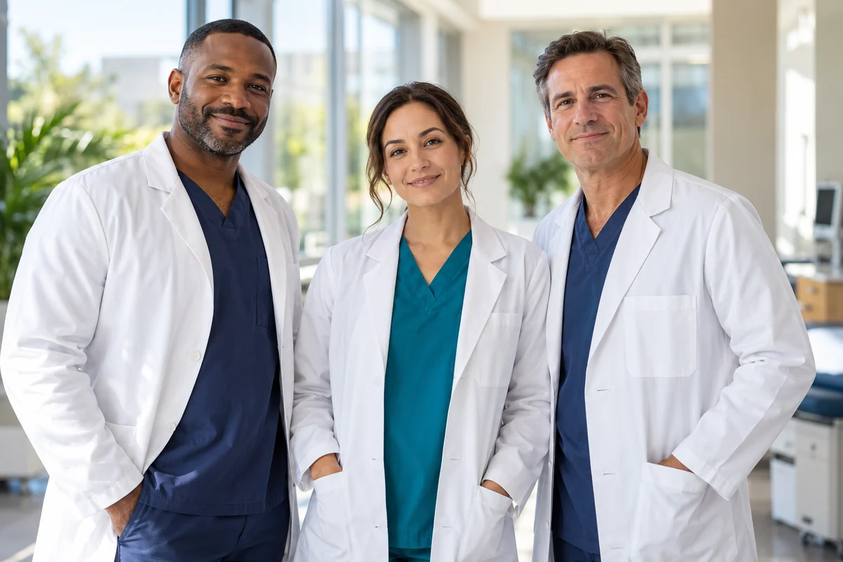 A team of healthcare professionals in a clinical setting