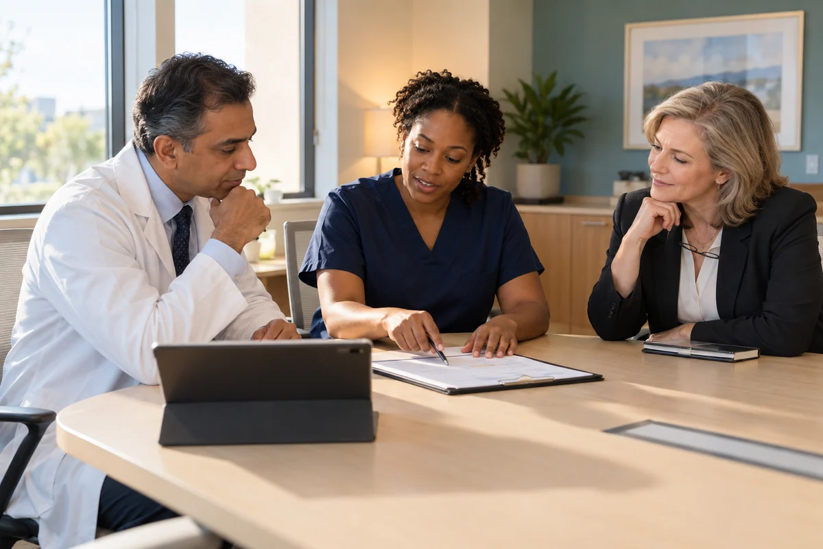 A clinical team reviewing treatment progress together