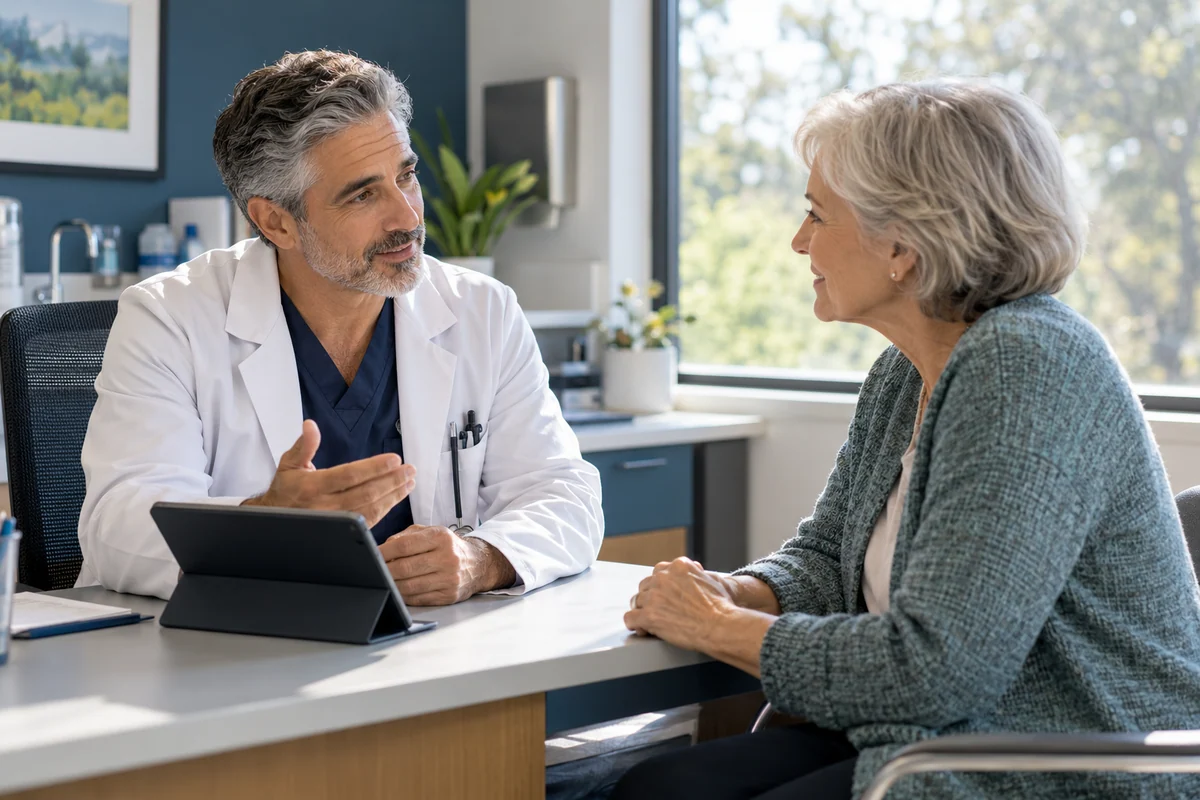 A clinician coordinating follow-up care with a patient